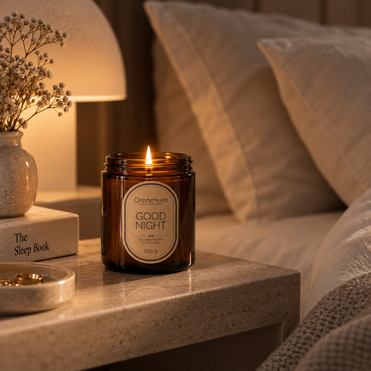 Vela Aromática GOOD NIGHT Dreamura - vela com fragrância de lavanda, baunilha e âmbar para o quarto