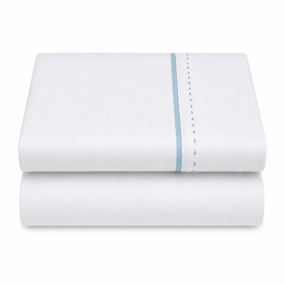 Conjunto Lençóis Neru Azul Dreamura - detalhe do tecido percal com rolinho