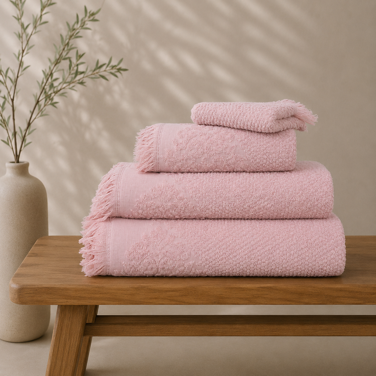 Conjunto Toalhas Kai Rosa Dreamura - toalhas em algodão 450 g/m², fabrico português