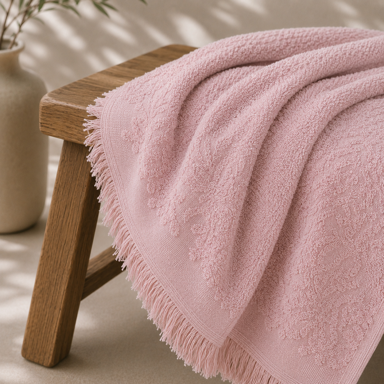 Conjunto Toalhas Kai Rosa Dreamura - detalhe da textura do algodão
