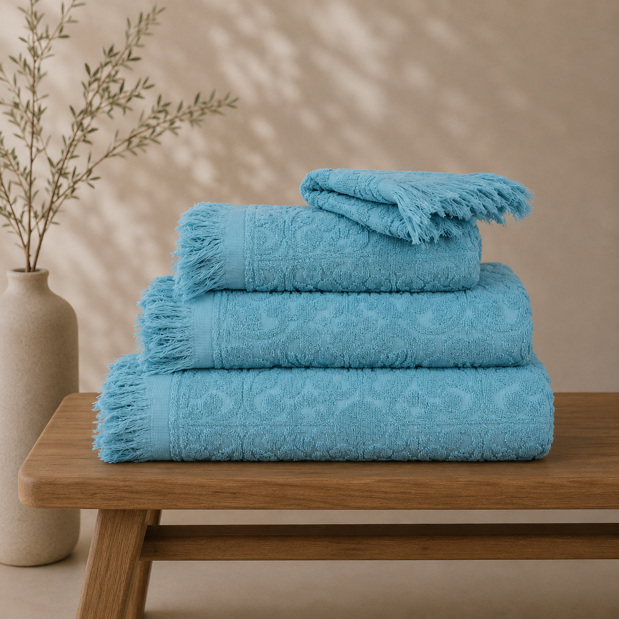 Conjunto Toalhas Kasumi Azul Dreamura - toalhas em algodão 450 g/m², fabrico português