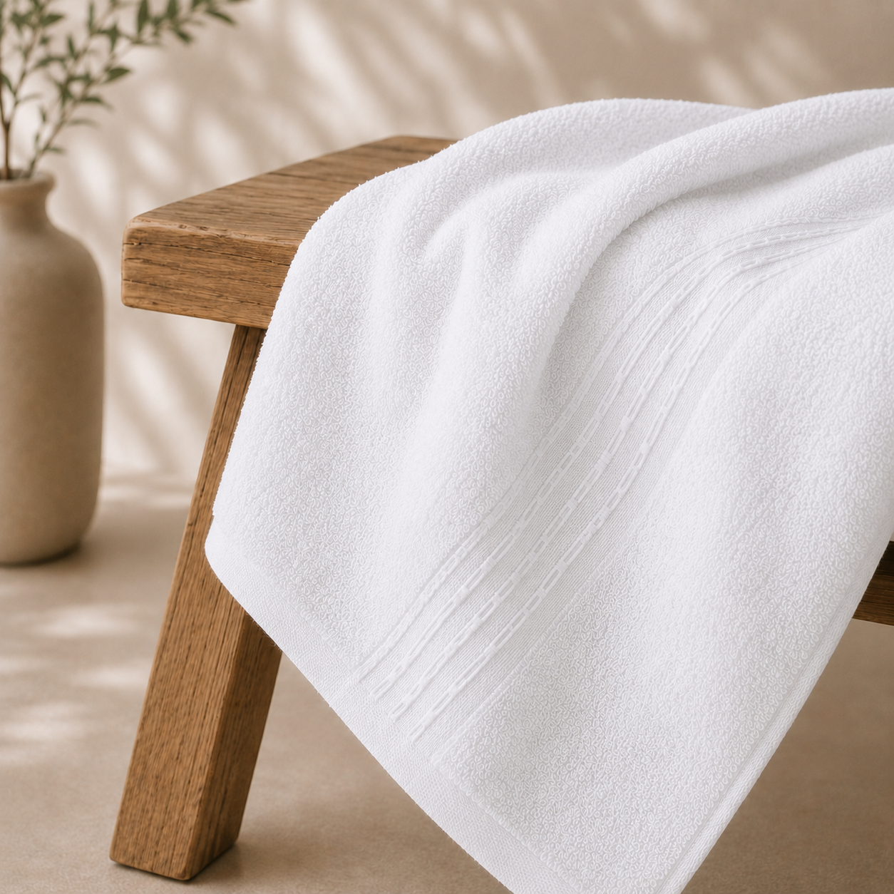 Conjunto Toalhas Kaze Branco Dreamura - detalhe da textura do algodão