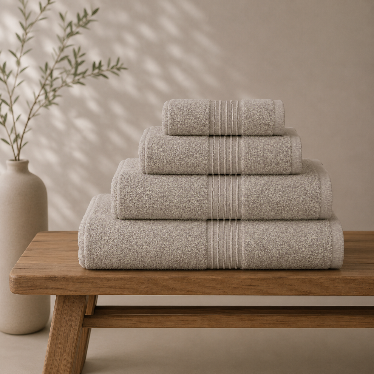Conjunto Toalhas Kaze Taupe Dreamura - toalhas em algodão 450 g/m², fabrico português