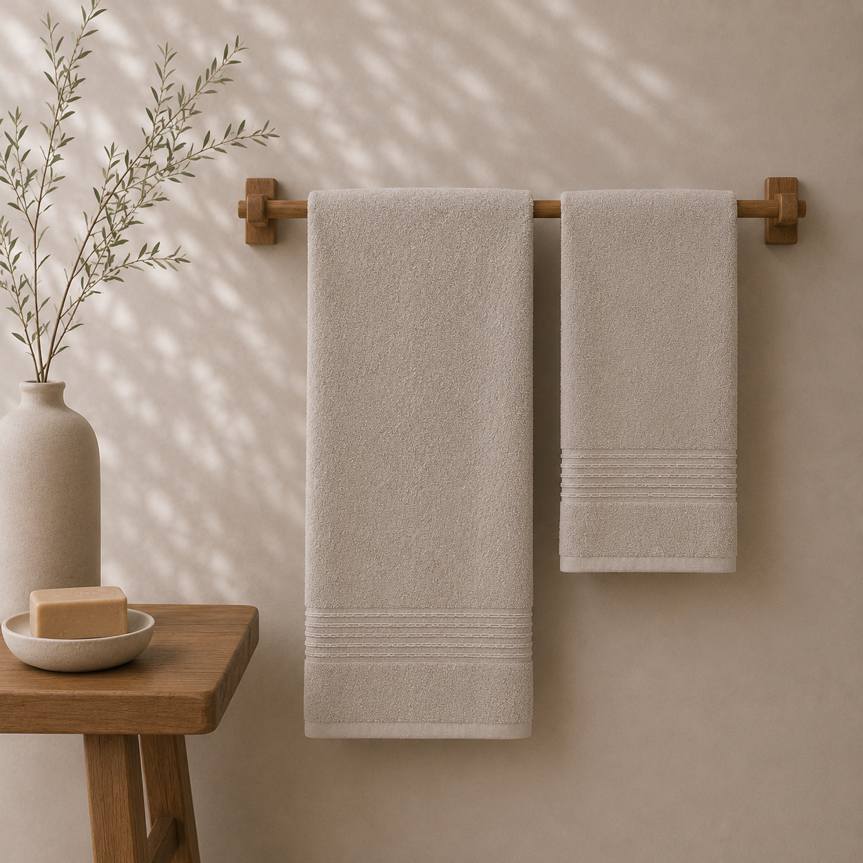 Conjunto Toalhas Kaze Taupe Dreamura - conjunto de toalhas