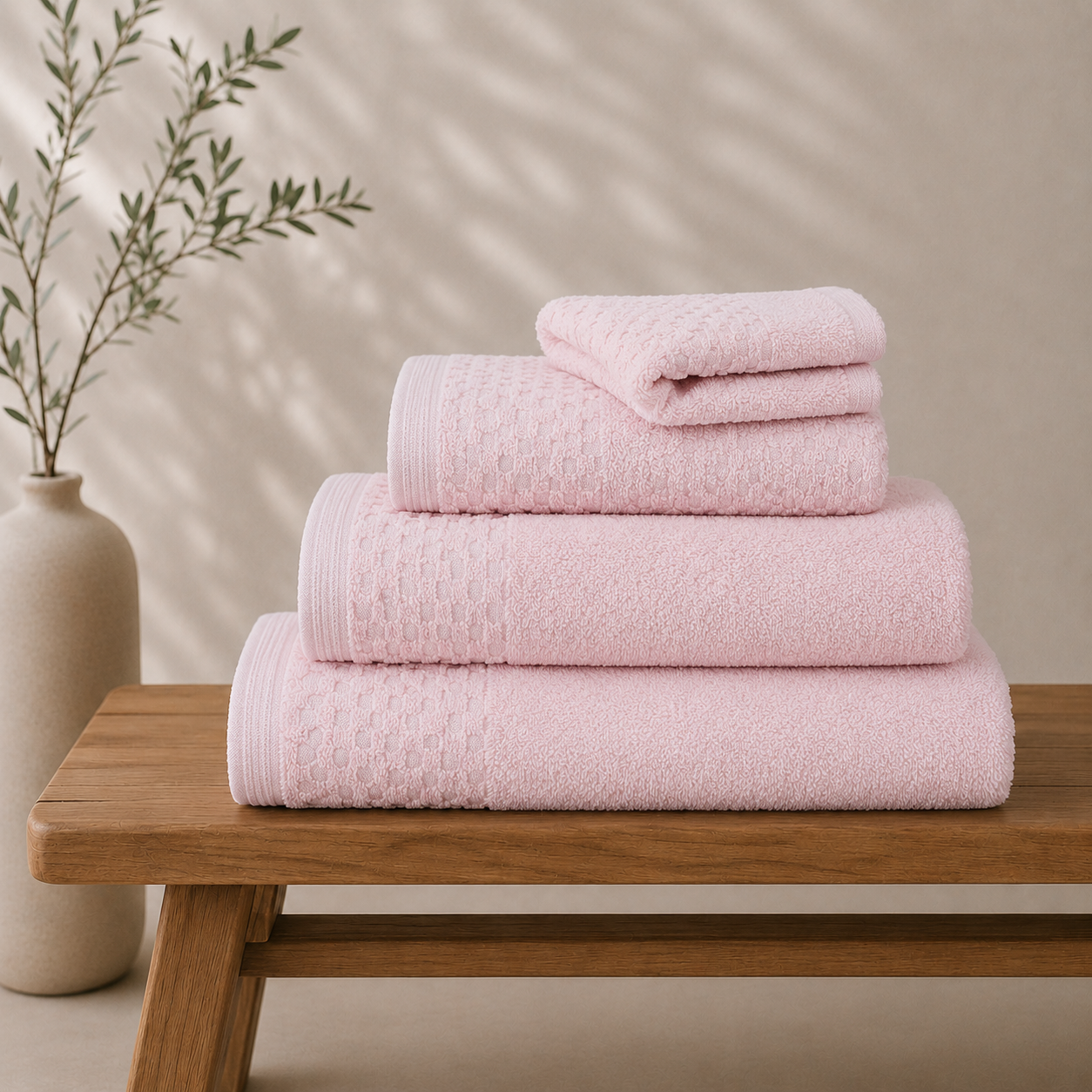Conjunto Toalhas Nami Rosa Dreamura - toalhas em algodão 450 g/m², fabrico português