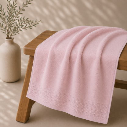 Conjunto Toalhas Nami Rosa Dreamura - detalhe da textura do algodão