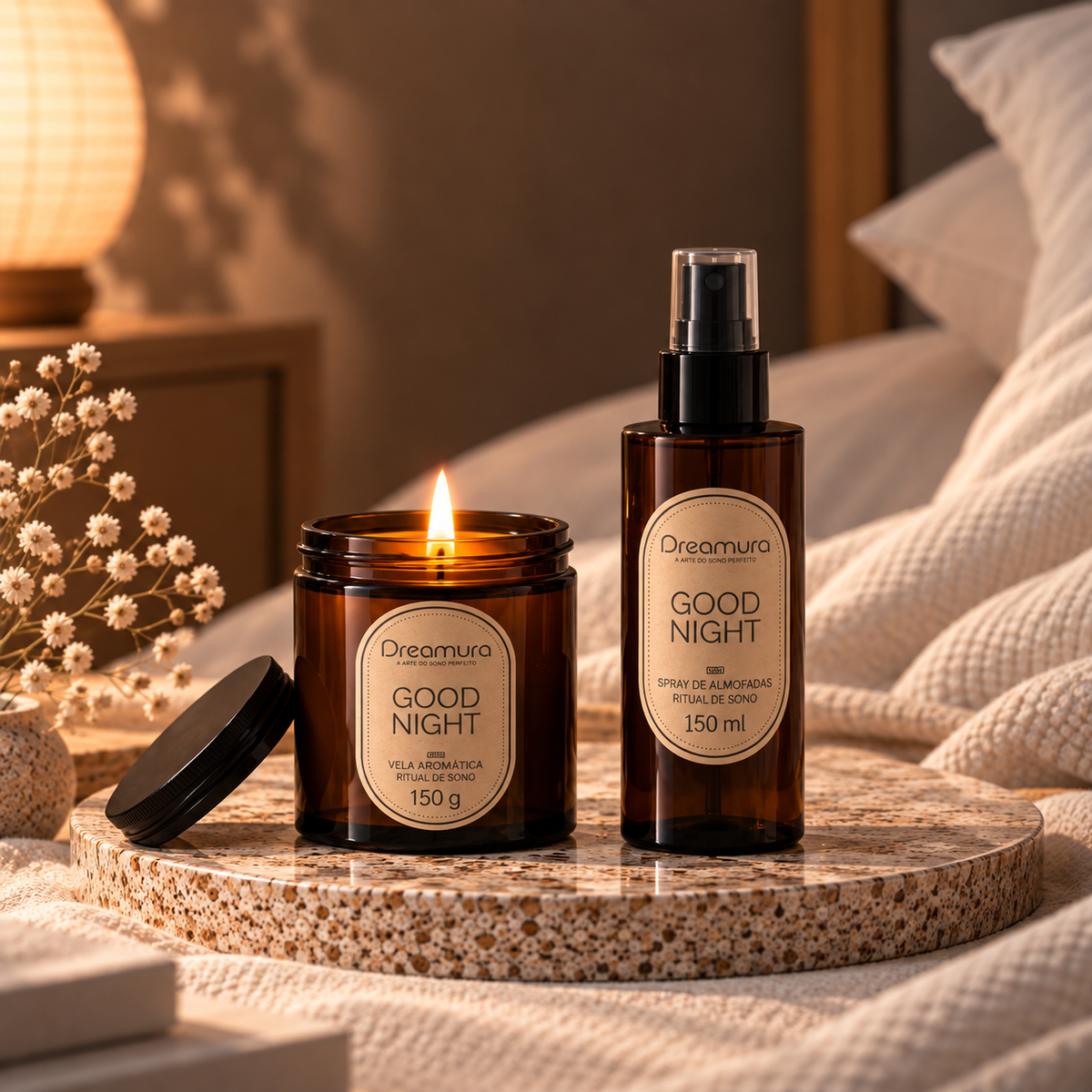 Pack GOOD NIGHT Dreamura - vela aromática e spray de almofadas para o ritual de sono
