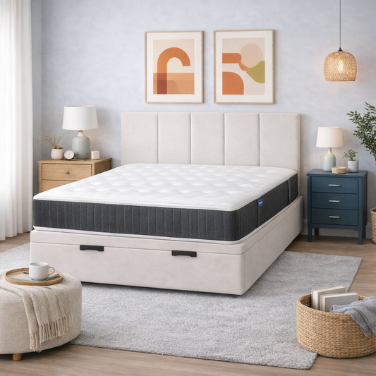 PACK: Sommier Sendai Blanco + Cabecero Kyoto Blanco + Colchón Hisui